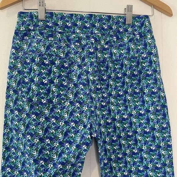 Soft Surroundings Petite Small Super Stretch Capri Pants Cropped Floral Blue - Picture 8 of 12